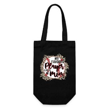 My favorite player calls me mom baseball - Gift Bag for Bottles - black - Front