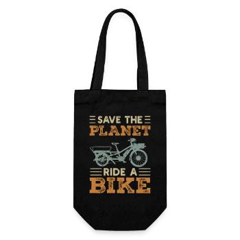 Save The Planet Frachtfahrrad Cargobike - Geschenkbeutel für Flaschen - Schwarz - Vorne