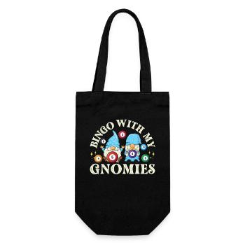 Bingo Mit Meinen Gnomies Lustiges Bingo - Geschenkbeutel für Flaschen - Schwarz - Vorne