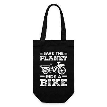 Save The Planet Frachtfahrrad Cargobike - Geschenkbeutel für Flaschen - Schwarz - Vorne
