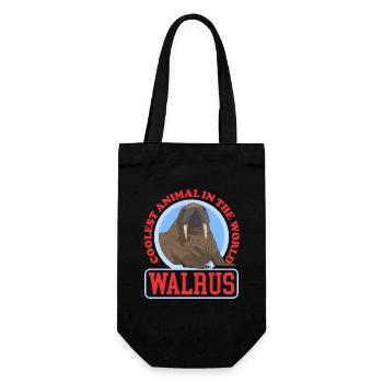 Walross Walroß Walrus Walrosse Geschenk - Geschenkbeutel für Flaschen - Schwarz - Vorne