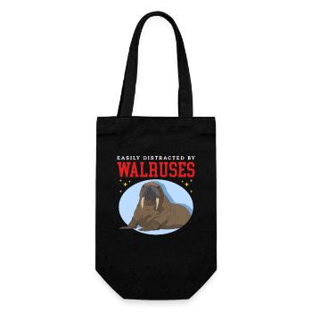 Walross Walroß Walrus Walrosse Geschenk - Geschenkbeutel für Flaschen - Schwarz - Vorne