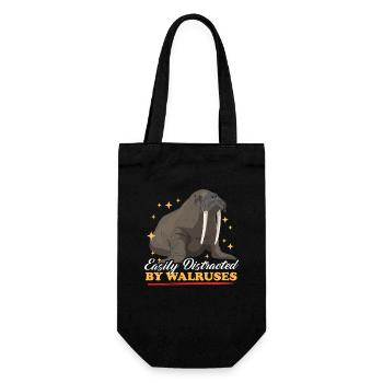 Walross Walrus Walrosse Walroß Geschenk - Geschenkbeutel für Flaschen - Schwarz - Vorne