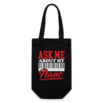Piano Klavier Klavierspieler Pianist Geschenk - Geschenkbeutel für Flaschen - Schwarz - Vorne