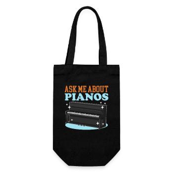 Piano Klavierspieler Klavier Pianist Geschenk - Geschenkbeutel für Flaschen - Schwarz - Vorne
