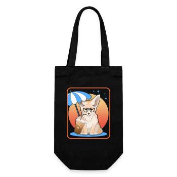 Fennek Wüstenfüchse Fuchs Geschenke - Geschenkbeutel für Flaschen - Schwarz - Vorne