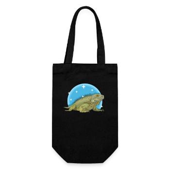 Leguan Eidechse Reptilien Leguane Geschenk - Geschenkbeutel für Flaschen - Schwarz - Vorne