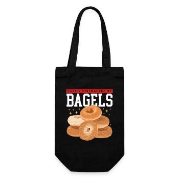 Bagel Beigel Bagelbrot Geschenk - Geschenkbeutel für Flaschen - Schwarz - Vorne