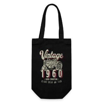 Anniversaire Fermier Tracteur Vintage Né En 1960 - Sac à bouteille - noir - Devant