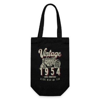 Vintage Tractor Farmer Birthday Born In 1954 - Gift Bag for Bottles - black - Front