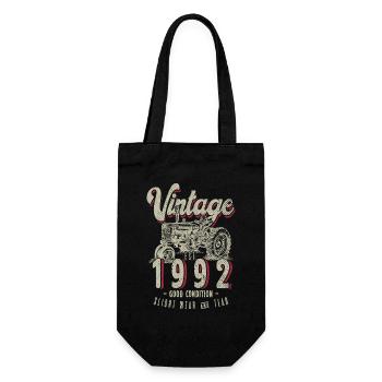 Oldtimer Traktor Bauer Geburtstag Jahrgang 1992 - Geschenkbeutel für Flaschen - Schwarz - Vorne