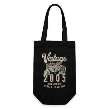 Anniversaire Fermier Tracteur Vintage Né En 2005 - Sac à bouteille - noir - Devant