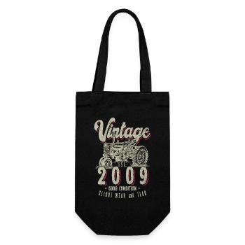Anniversaire de fermier de tracteur vintage Né en 2009 - Sac à bouteille - noir - Devant
