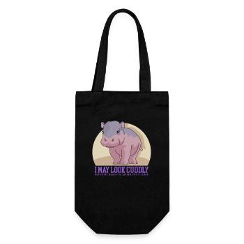 Hippopotame Bébé hippopotame Cadeau hippopotame - Sac à bouteille - noir - Devant