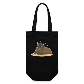 Walross Walrus Walrosse Walroß Geschenk - Geschenkbeutel für Flaschen - Schwarz - Vorne