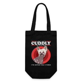 Chinesischer Schopfhund Chinese Crested Geschenk - Geschenkbeutel für Flaschen - Schwarz - Vorne