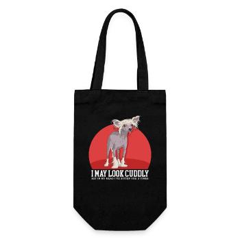 Chinesische Schopfhunde Chinese Crested Geschenk - Geschenkbeutel für Flaschen - Schwarz - Vorne