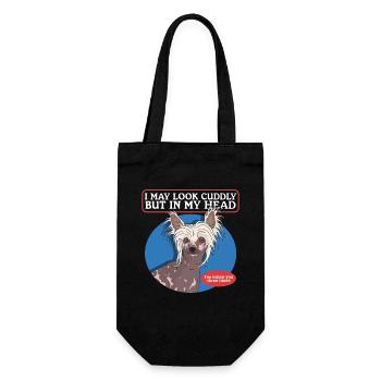 Chinese Crested Chinesischer Schopfhund Geschenk - Geschenkbeutel für Flaschen - Schwarz - Vorne