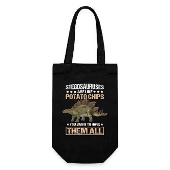 Stegosaurus Dinos Dinosaurier Geschenk - Geschenkbeutel für Flaschen - Schwarz - Vorne