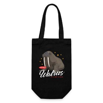 Walross Walrus Walrosse Walroß Geschenk - Geschenkbeutel für Flaschen - Schwarz - Vorne