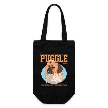 Puggle Dog Owner Dog Owner Gift - Gift Bag for Bottles - black - Front