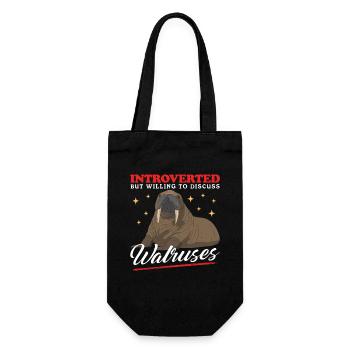 Walross Walroß Walrus Walrosse Geschenk - Geschenkbeutel für Flaschen - Schwarz - Vorne