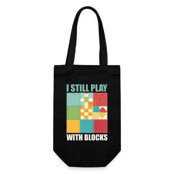 Funny Quilting I Still Play With Blocks Quilt - Gift Bag for Bottles - black - Front