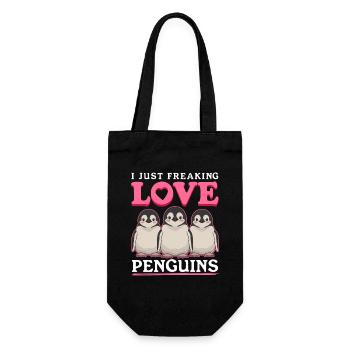 Pinguin lustige Baby Pinguine Geschenk - Geschenkbeutel für Flaschen - Schwarz - Vorne