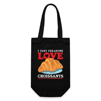 Croissant Hörnchen Gipfeli Beugel Geschenke - Geschenkbeutel für Flaschen - Schwarz - Vorne