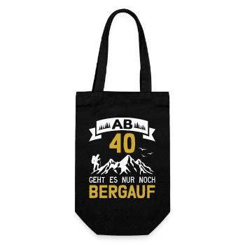 40. Geburtstag Bergsteiger Wanderer Berge Wandern - Geschenkbeutel für Flaschen - Schwarz - Vorne