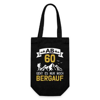 60. Geburtstag Bergsteiger Wanderer Berge Wandern - Geschenkbeutel für Flaschen - Schwarz - Vorne
