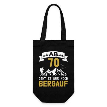 70. Geburtstag Bergsteiger Wanderer Berge Wandern - Geschenkbeutel für Flaschen - Schwarz - Vorne