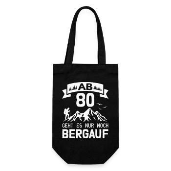 80. Geburtstag Bergsteiger Wanderer Berge Wandern - Geschenkbeutel für Flaschen - Schwarz - Vorne