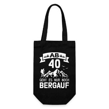 40. Geburtstag Bergsteiger Wanderer Berge Wandern - Geschenkbeutel für Flaschen - Schwarz - Vorne