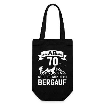 70. Geburtstag Bergsteiger Wanderer Berge Wandern - Geschenkbeutel für Flaschen - Schwarz - Vorne