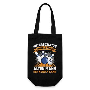 Kegeln Kegler Alter Mann Kegel Kegelclub Kegeltour - Geschenkbeutel für Flaschen - Schwarz - Vorne