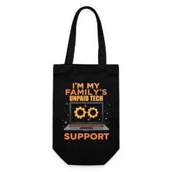 I'm My Family's Unpaid Tech Support - Funny - Gift Bag for Bottles - black - Front
