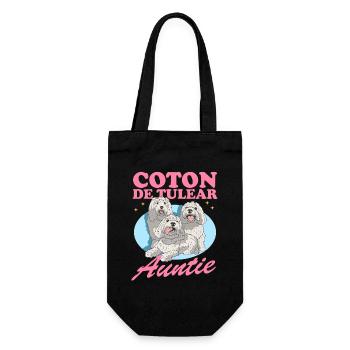 Coton de Tulear Tante Hundeliebhaber Geschenk - Geschenkbeutel für Flaschen - Schwarz - Vorne