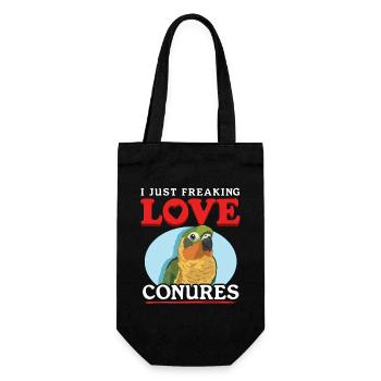 Conure Conures Papageien Geschenk - Geschenkbeutel für Flaschen - Schwarz - Vorne