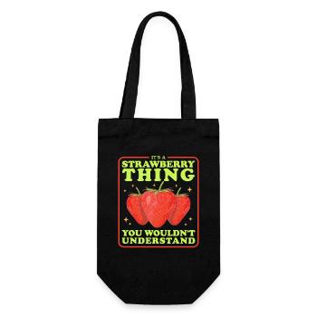 Erdbeeren Erdbeere Strawberry Geschenke - Geschenkbeutel für Flaschen - Schwarz - Vorne