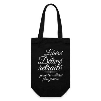 Released Issued Retired, Retirement Gift, Retired - Gift Bag for Bottles - black - Front