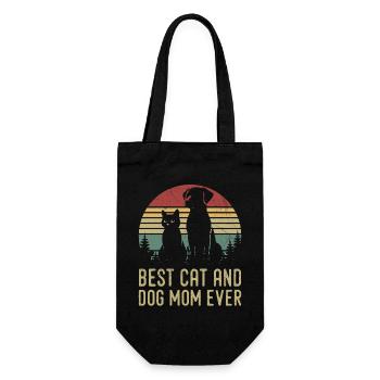 Retro Cat Dog Mom Cat Mama For mama Puppy Kitty - Gift Bag for Bottles - black - Front