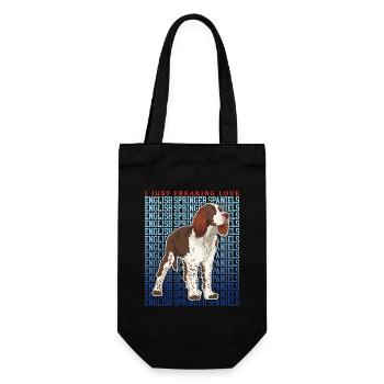 English Springer Spaniel Hundeliebhaber Geschenke - Geschenkbeutel für Flaschen - Schwarz - Vorne