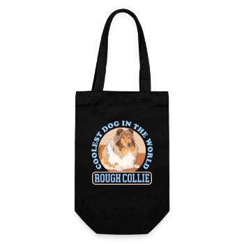 Collie Langhaarcollie Rough Collies Geschenk - Geschenkbeutel für Flaschen - Schwarz - Vorne