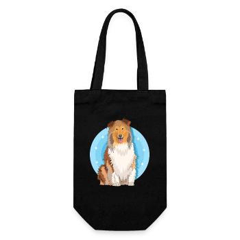 Collie Langhaarcollie Rough Collies Geschenk - Geschenkbeutel für Flaschen - Schwarz - Vorne