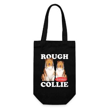 Collie Langhaarcollies Rough Collies Geschenk - Geschenkbeutel für Flaschen - Schwarz - Vorne