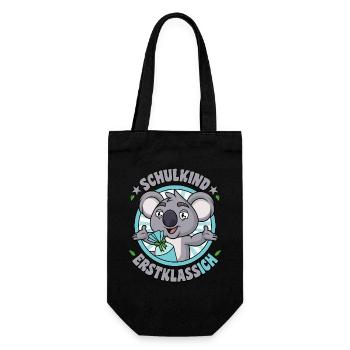 Schulkind Erstklassig Koala Bär Erstklassich - Geschenkbeutel für Flaschen - Schwarz - Vorne