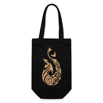 Maori Hei Matau Angelhaken Tattoo Geschenk Idee - Geschenkbeutel für Flaschen - Schwarz - Vorne