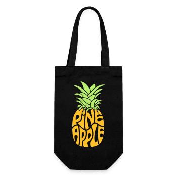 Ananas - Geschenkbeutel für Flaschen - Schwarz - Vorne