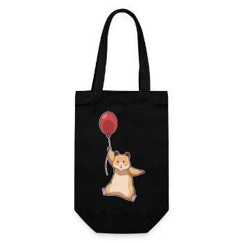Hamster Luftballon - Geschenkbeutel für Flaschen - Schwarz - Vorne